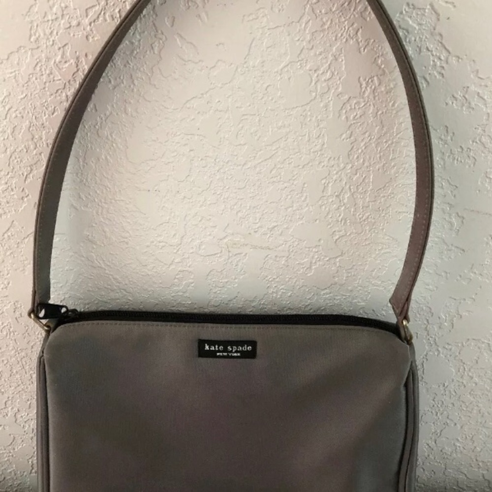 Kate Spade Handbag Purse Satin Finish Gray Fabric